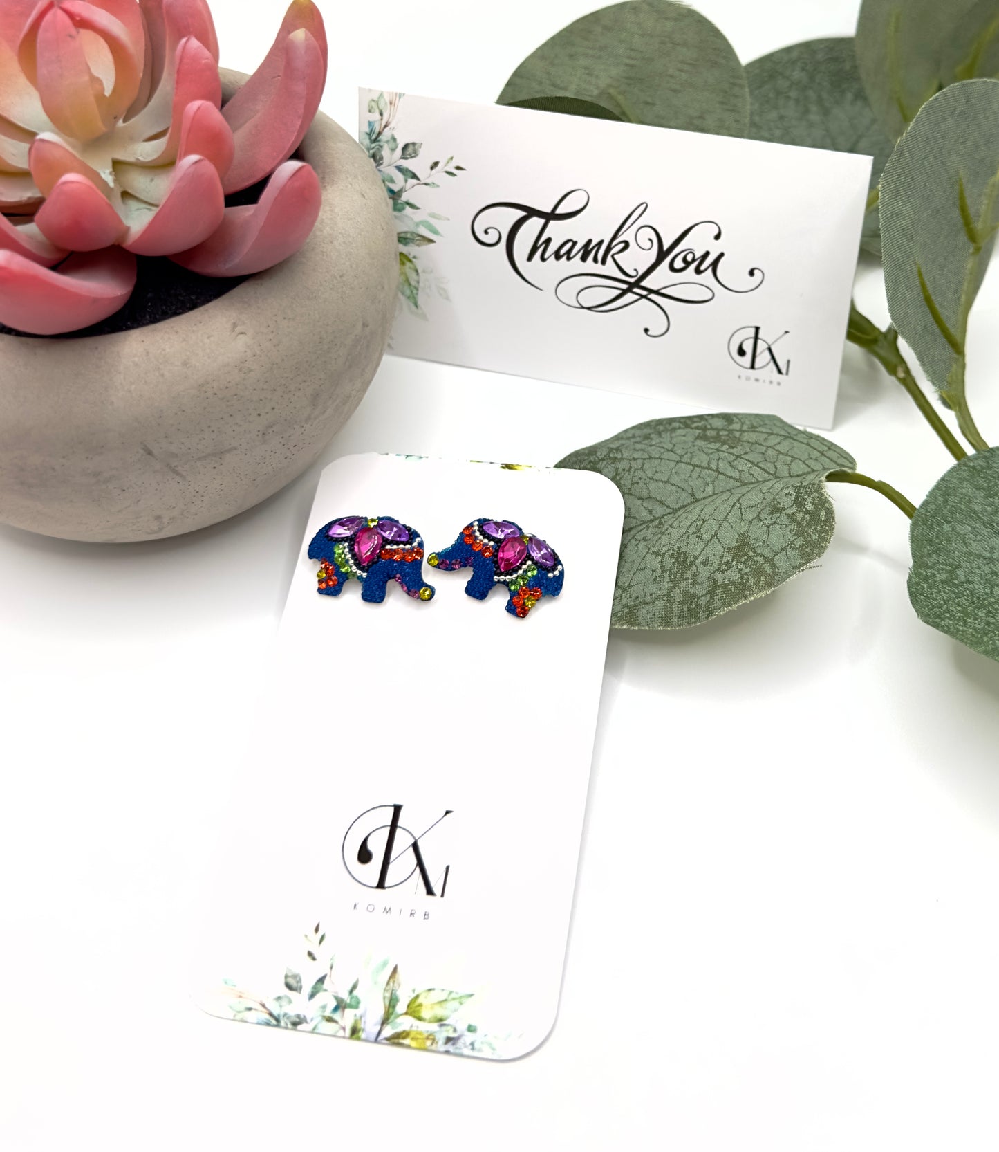 Earrings- Blue Elephant
