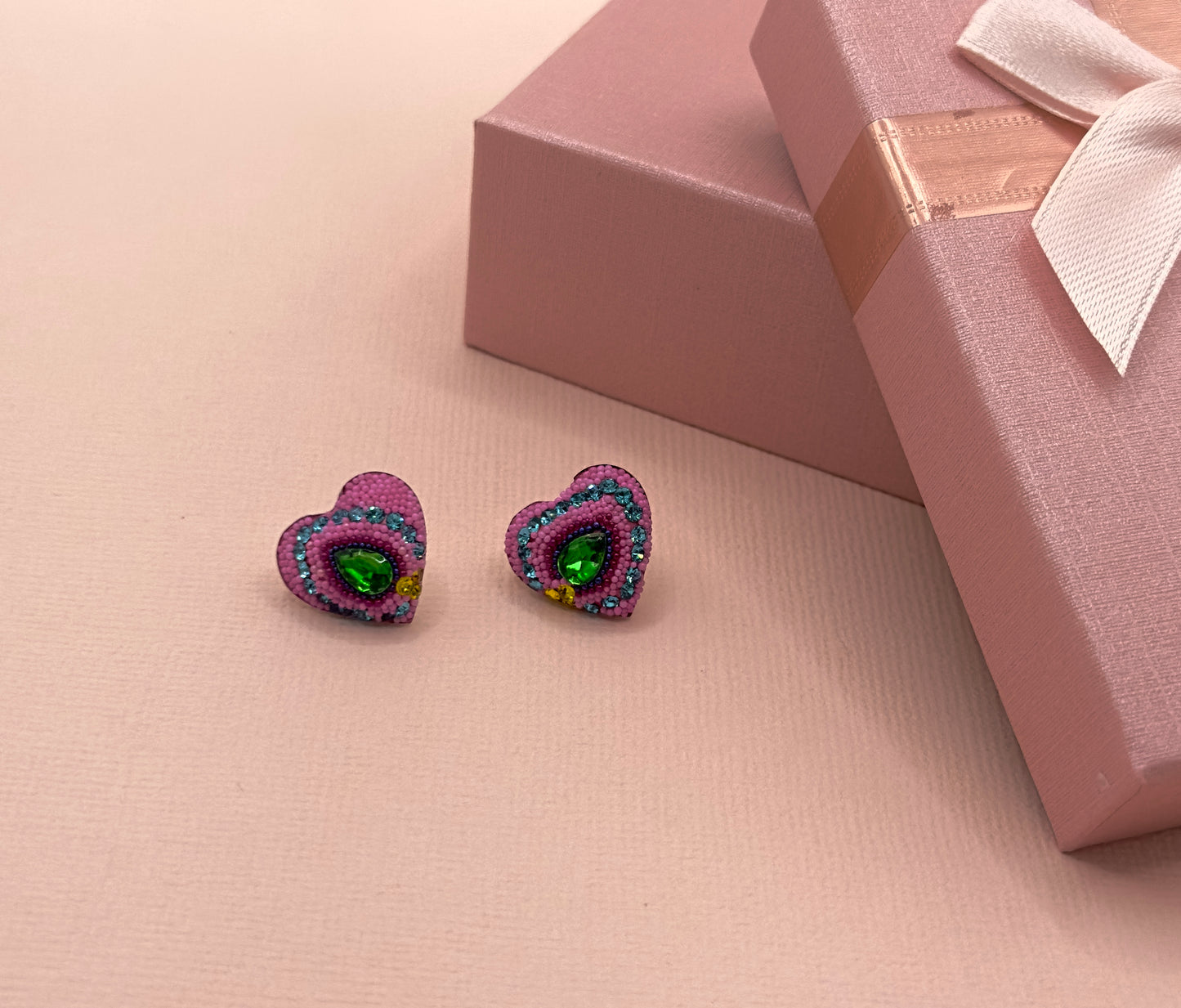 Earrings- Pink heart