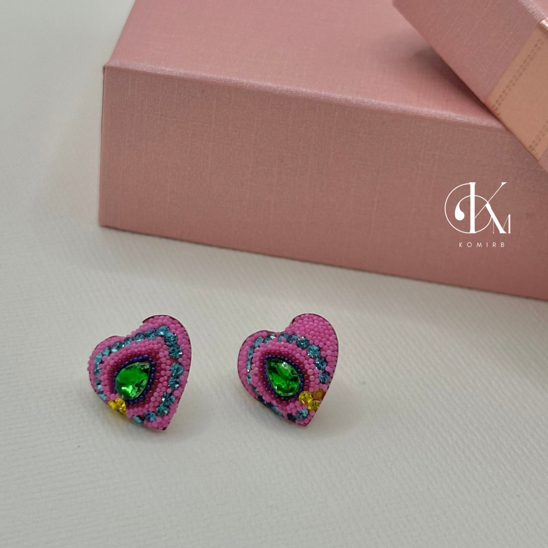 Earrings- Pink heart