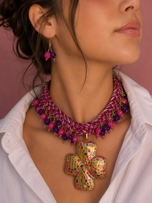 Necklace- Pink Cross